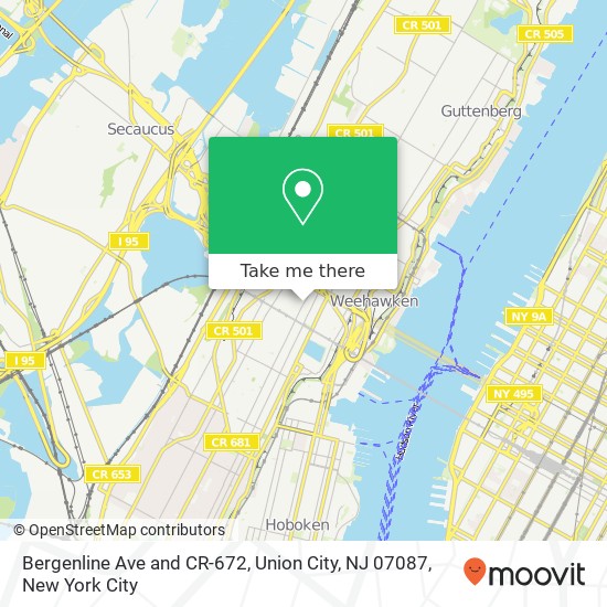 Mapa de Bergenline Ave and CR-672, Union City, NJ 07087