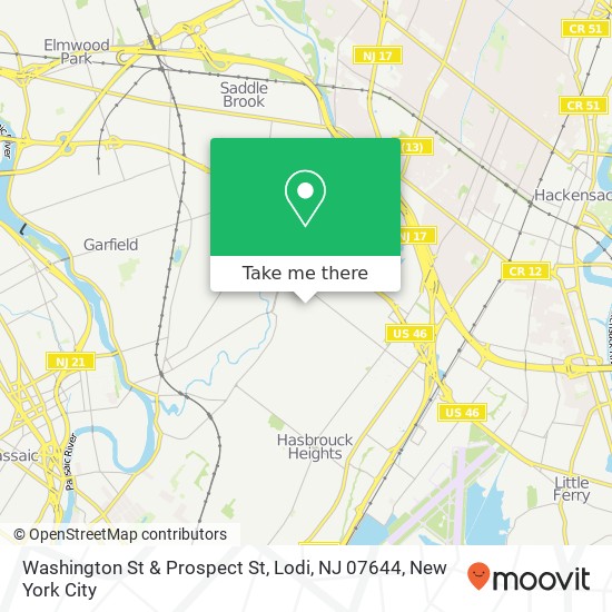 Mapa de Washington St & Prospect St, Lodi, NJ 07644
