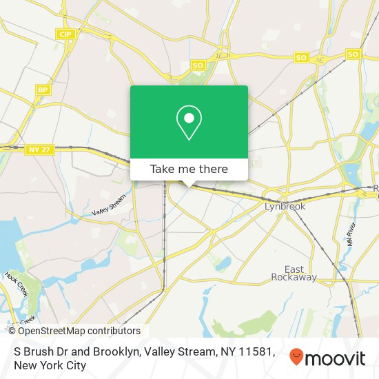 Mapa de S Brush Dr and Brooklyn, Valley Stream, NY 11581
