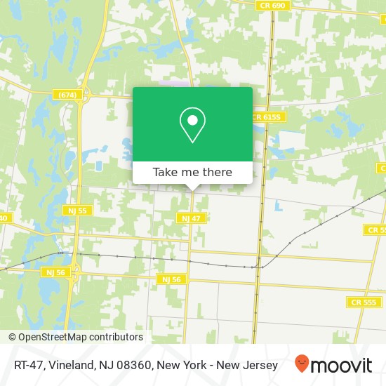 Mapa de RT-47, Vineland, NJ 08360