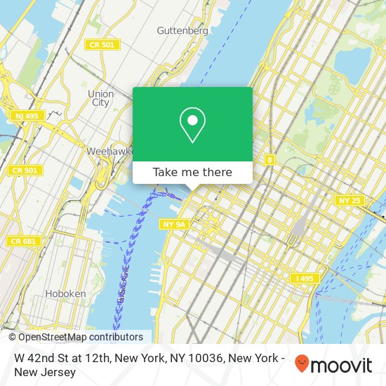 W 42nd St at 12th, New York, NY 10036 map
