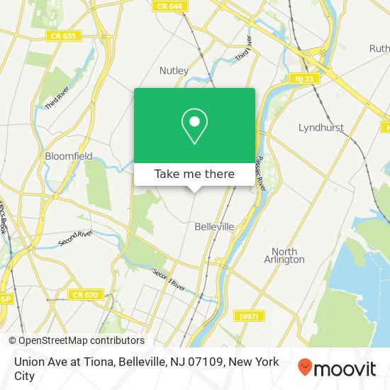 Mapa de Union Ave at Tiona, Belleville, NJ 07109