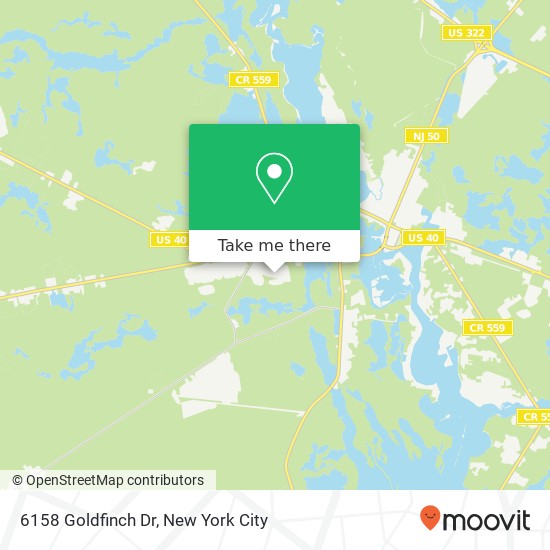 Mapa de 6158 Goldfinch Dr, Mays Landing, NJ 08330