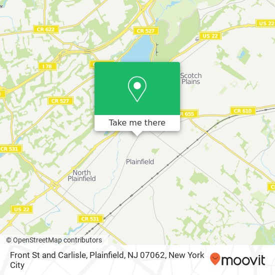 Front St and Carlisle, Plainfield, NJ 07062 map