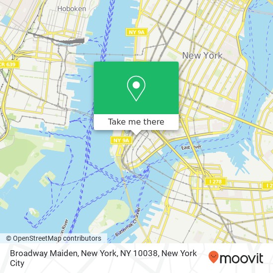 Mapa de Broadway Maiden, New York, NY 10038