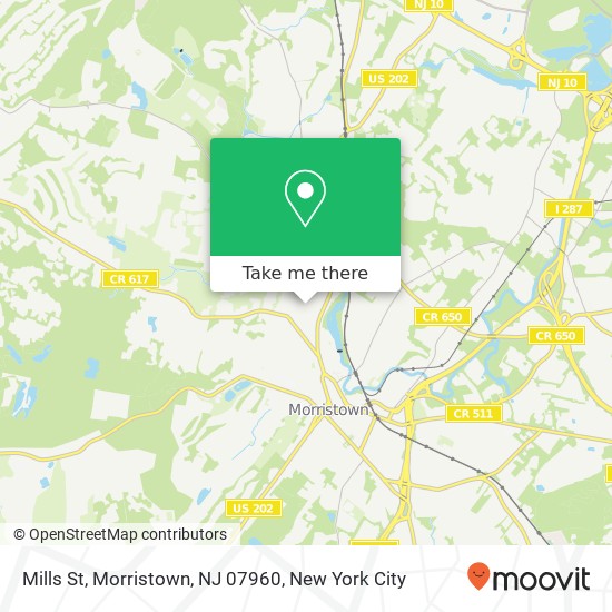 Mills St, Morristown, NJ 07960 map