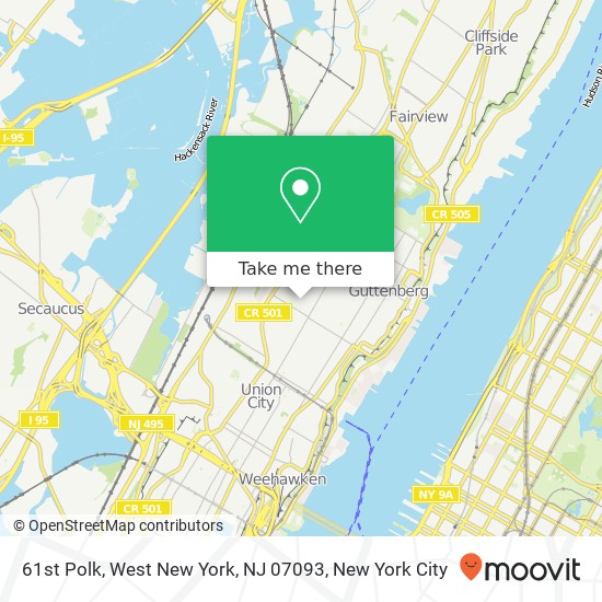 Mapa de 61st Polk, West New York, NJ 07093