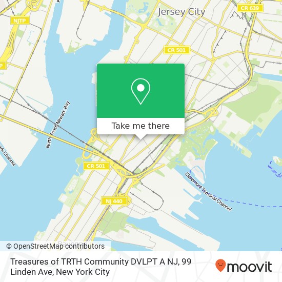 Mapa de Treasures of TRTH Community DVLPT A NJ, 99 Linden Ave