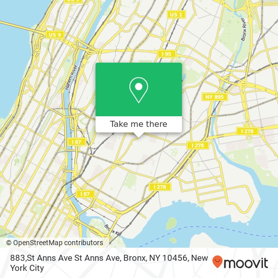 Mapa de 883,St Anns Ave St Anns Ave, Bronx, NY 10456