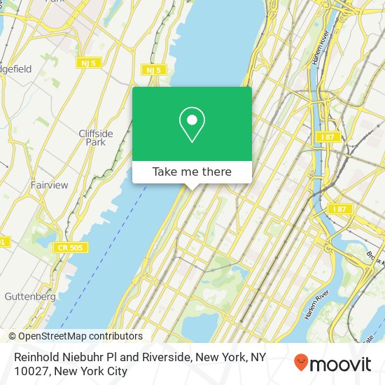 Reinhold Niebuhr Pl and Riverside, New York, NY 10027 map