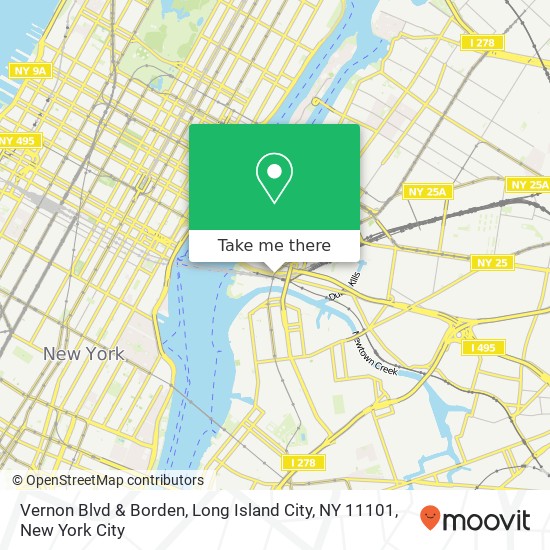 Mapa de Vernon Blvd & Borden, Long Island City, NY 11101