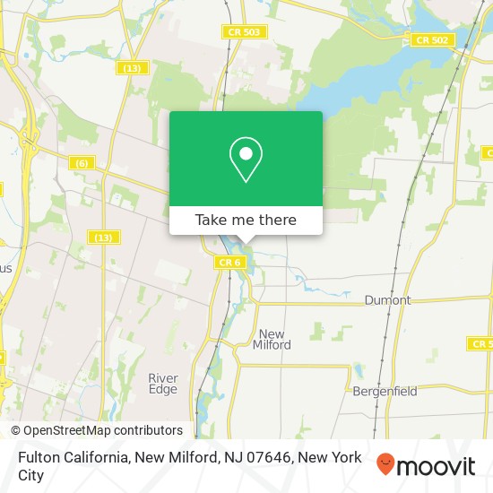 Mapa de Fulton California, New Milford, NJ 07646
