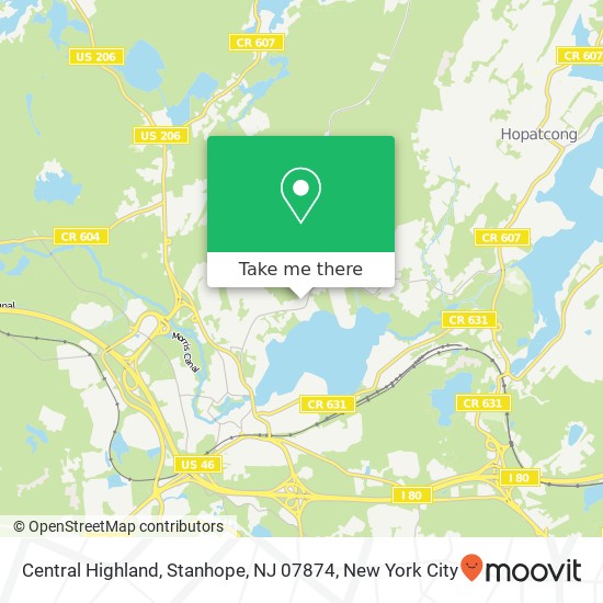 Mapa de Central Highland, Stanhope, NJ 07874