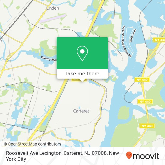 Mapa de Roosevelt Ave Lexington, Carteret, NJ 07008