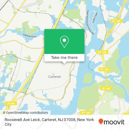 Mapa de Roosevelt Ave Leick, Carteret, NJ 07008