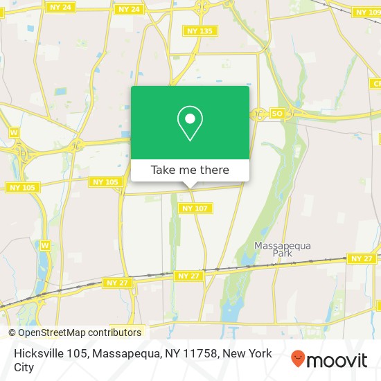 Mapa de Hicksville 105, Massapequa, NY 11758