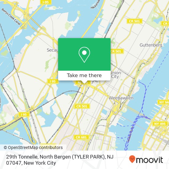 Mapa de 29th Tonnelle, North Bergen (TYLER PARK), NJ 07047