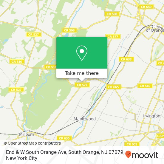 Mapa de End & W South Orange Ave, South Orange, NJ 07079