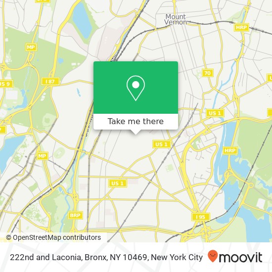 222nd and Laconia, Bronx, NY 10469 map