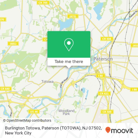 Mapa de Burlington Totowa, Paterson (TOTOWA), NJ 07502