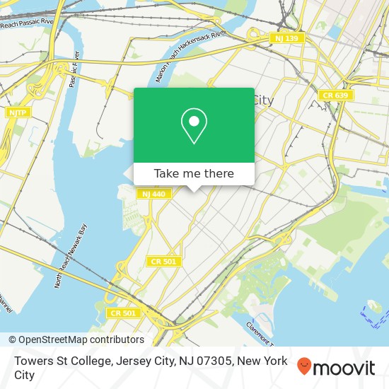 Mapa de Towers St College, Jersey City, NJ 07305