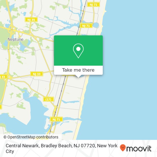 Mapa de Central Newark, Bradley Beach, NJ 07720