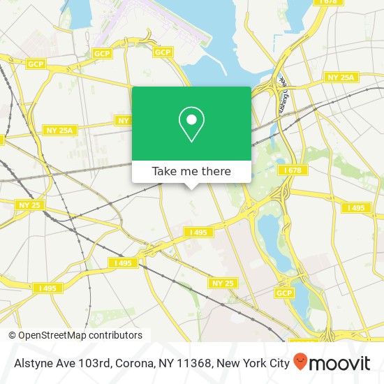 Mapa de Alstyne Ave 103rd, Corona, NY 11368