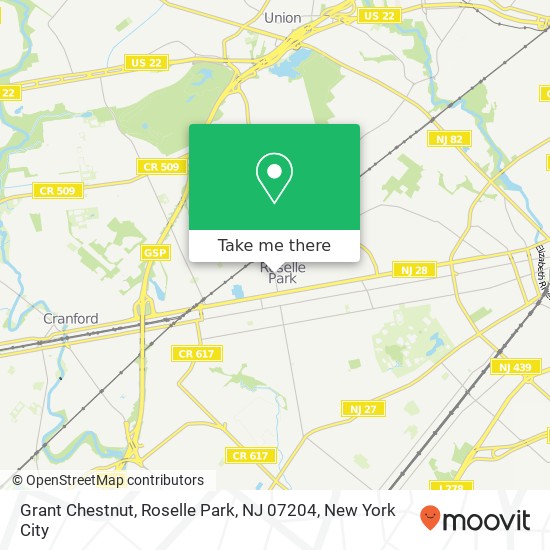 Mapa de Grant Chestnut, Roselle Park, NJ 07204