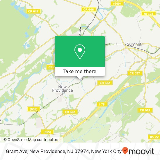 Mapa de Grant Ave, New Providence, NJ 07974