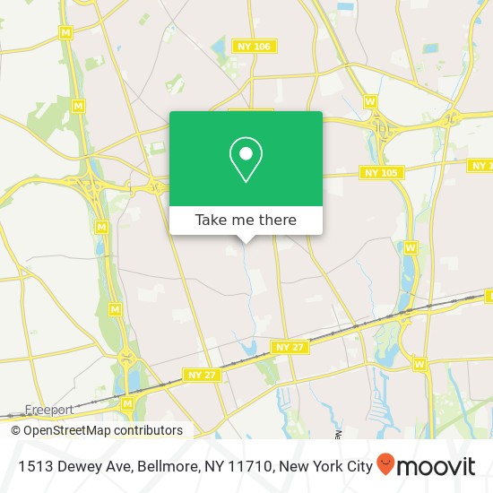 Mapa de 1513 Dewey Ave, Bellmore, NY 11710