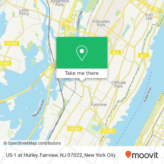 Mapa de US-1 at Hurley, Fairview, NJ 07022