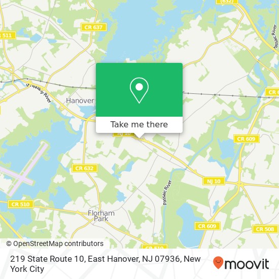 Mapa de 219 State Route 10, East Hanover, NJ 07936