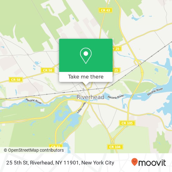 Mapa de 25 5th St, Riverhead, NY 11901
