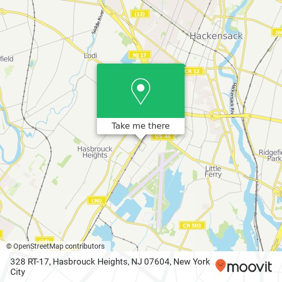 Mapa de 328 RT-17, Hasbrouck Heights, NJ 07604
