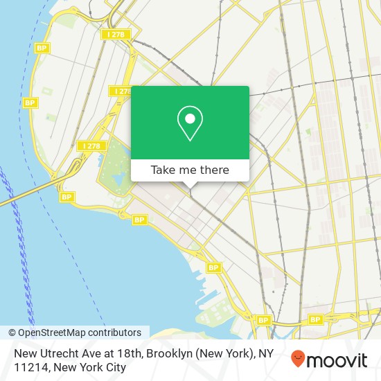 Mapa de New Utrecht Ave at 18th, Brooklyn (New York), NY 11214