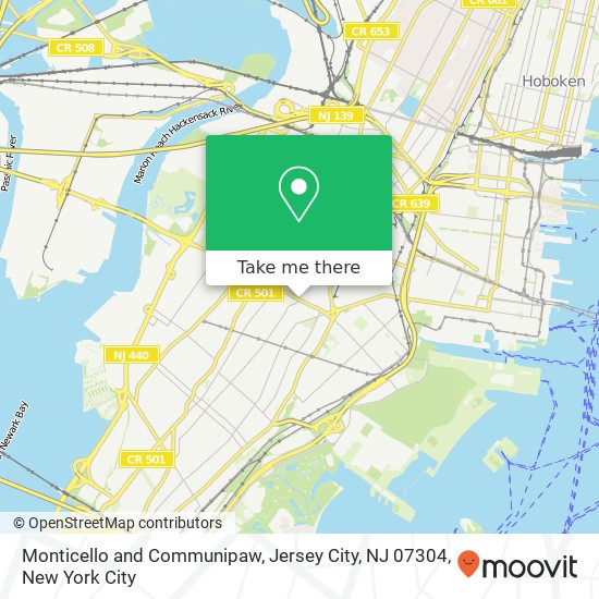 Mapa de Monticello and Communipaw, Jersey City, NJ 07304