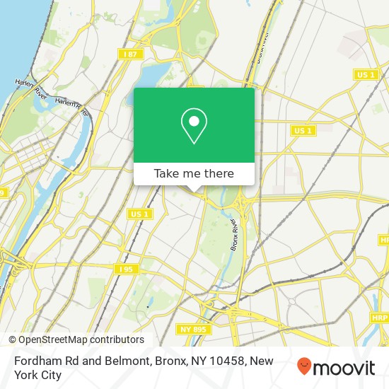 Mapa de Fordham Rd and Belmont, Bronx, NY 10458
