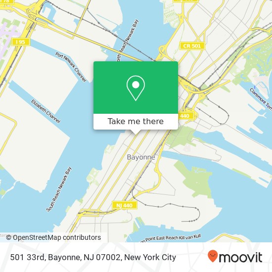 Mapa de 501 33rd, Bayonne, NJ 07002