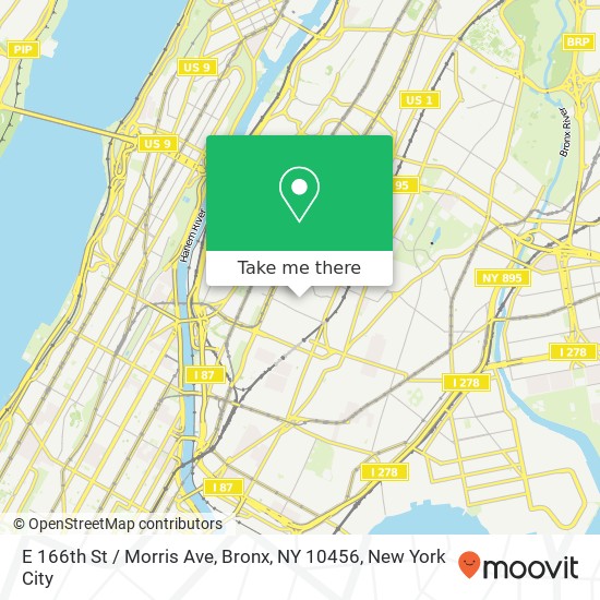 Mapa de E 166th St / Morris Ave, Bronx, NY 10456