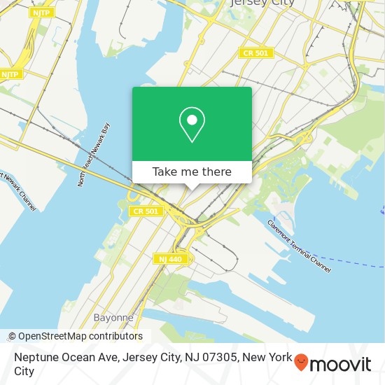 Mapa de Neptune Ocean Ave, Jersey City, NJ 07305