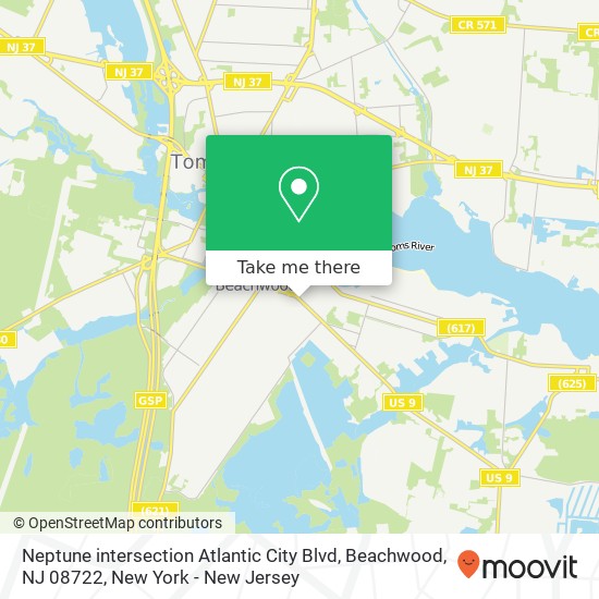 Mapa de Neptune intersection Atlantic City Blvd, Beachwood, NJ 08722