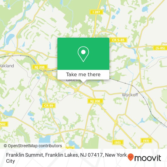 Mapa de Franklin Summit, Franklin Lakes, NJ 07417