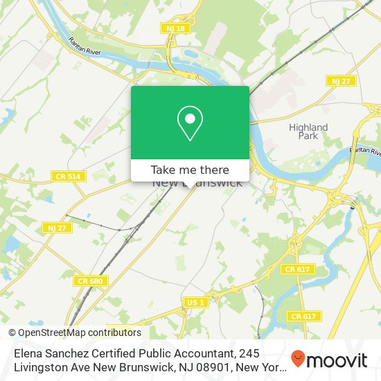 Mapa de Elena Sanchez Certified Public Accountant, 245 Livingston Ave New Brunswick, NJ 08901