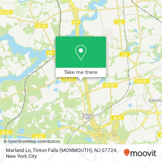 Marland Ln, Tinton Falls (MONMOUTH), NJ 07724 map