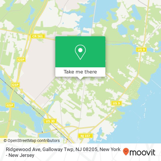 Mapa de Ridgewood Ave, Galloway Twp, NJ 08205