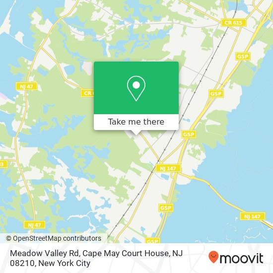 Mapa de Meadow Valley Rd, Cape May Court House, NJ 08210