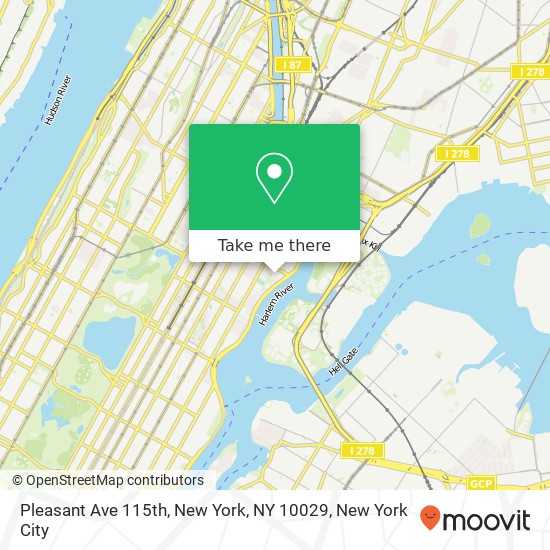 Mapa de Pleasant Ave 115th, New York, NY 10029