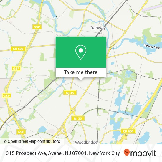 Mapa de 315 Prospect Ave, Avenel, NJ 07001