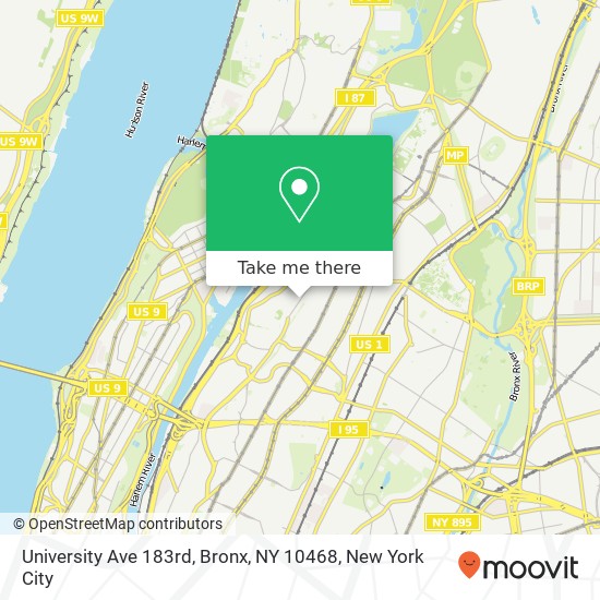 Mapa de University Ave 183rd, Bronx, NY 10468