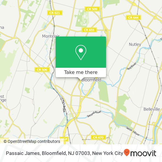 Passaic James, Bloomfield, NJ 07003 map